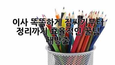 이사, 똑똑하게! 짐싸기부터 정리까지 효율적인 꿀팁 대방출 🍯📦